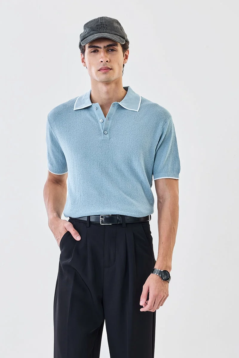 SNITCH Regular Fit Textured Core Lab Polo T-Shirt